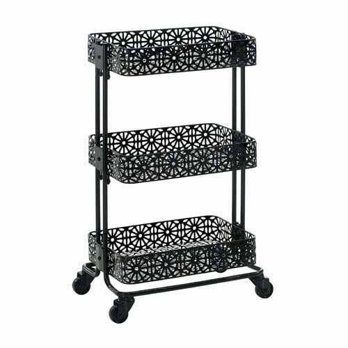 Black Metal Three Tier Cart V392644