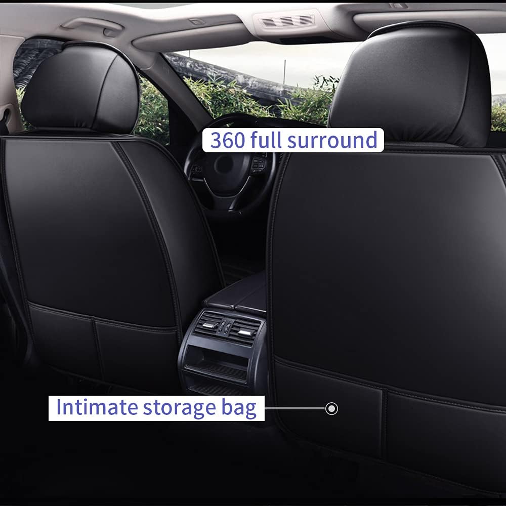 Custom Car Seat Covers Full Set 5 Seats Faux Leather Waterproof Black L112