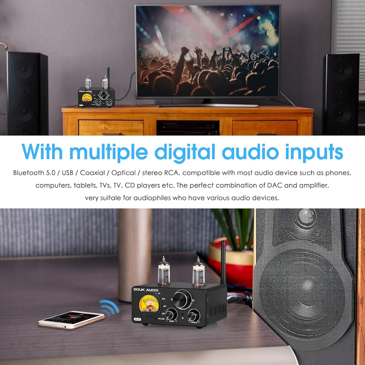 200W HiFi Bluetooth Vacuum Tube Amplifier E46924