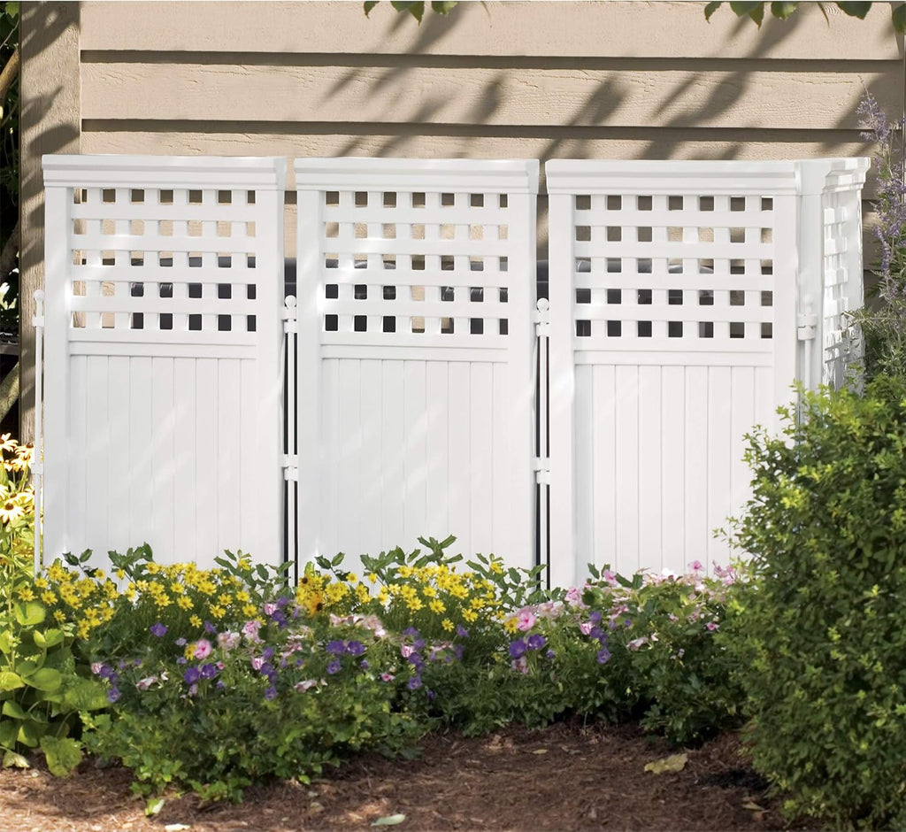 White 4 Panel Freestanding Steel Resin Outdoor Screen H75477