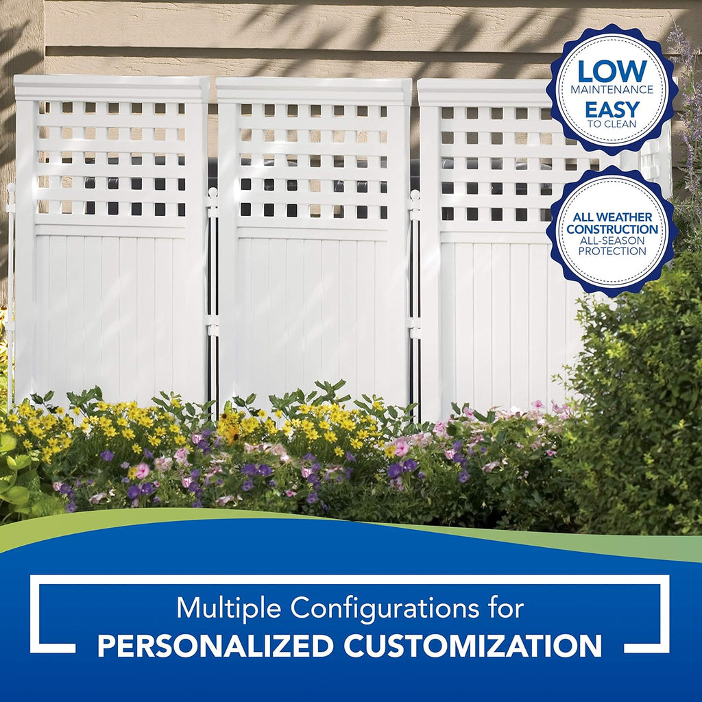 White 4 Panel Freestanding Steel Resin Outdoor Screen H75477