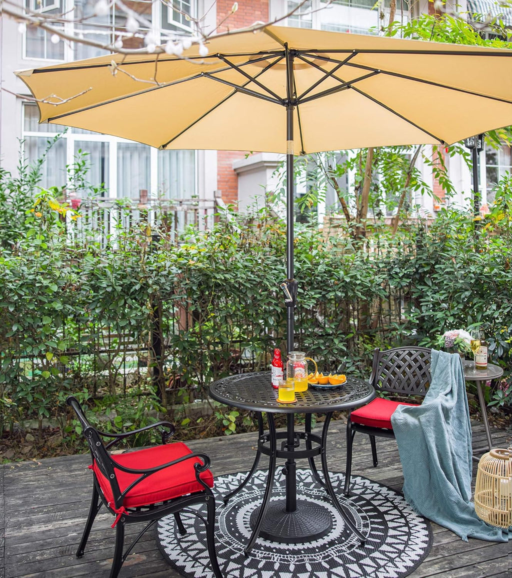 36 Inch Round Cast Aluminum Patio Table with Umbrella Hole T32462