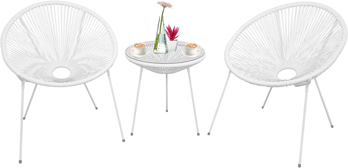 3-Piece All-Weather Outdoor Acapulco Bistro Set with Glass Top Table J315
