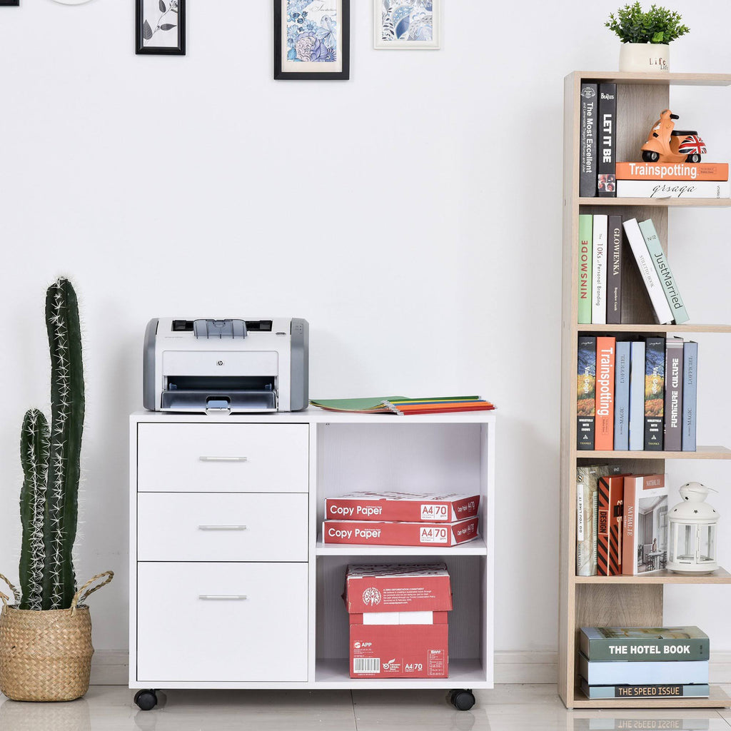 White 3-Drawer Wooden File Cabinet V9449