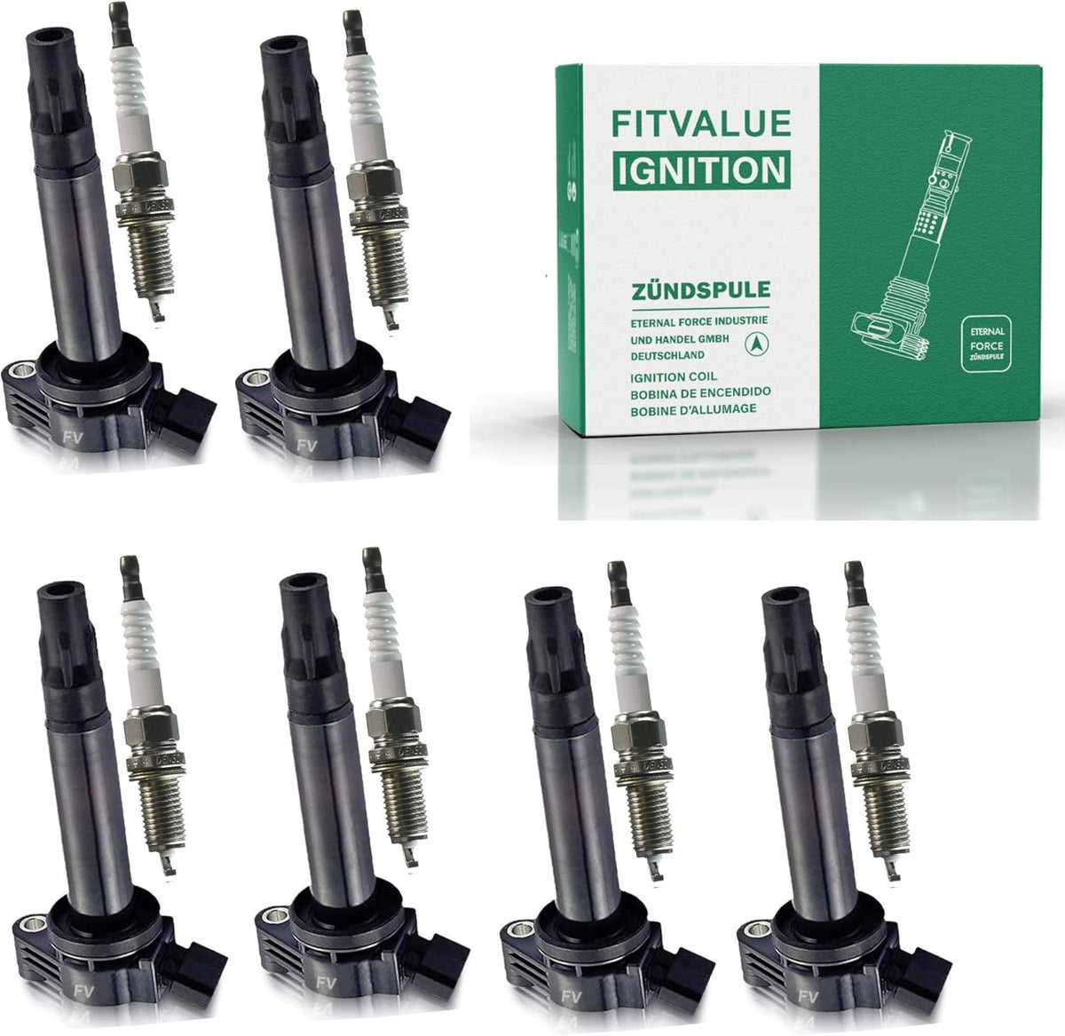 Iridium Spark Plugs and Ignition Coil Pack of 6 K468898