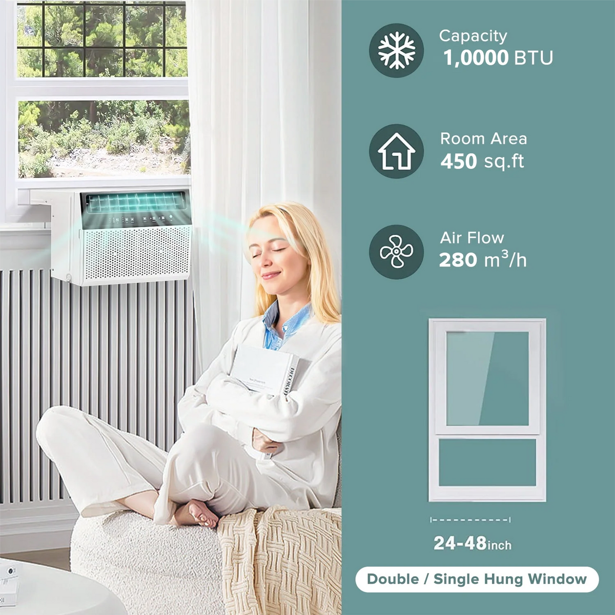 6000 BTU Window Air Conditioner with Wi-Fi & Remote, White A94806