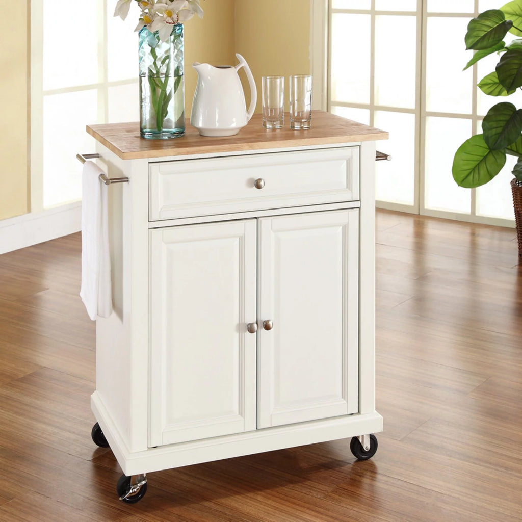 Natural Wood Top Portable Kitchen Cart J78513