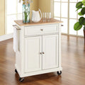 Natural Wood Top Portable Kitchen Cart J78513