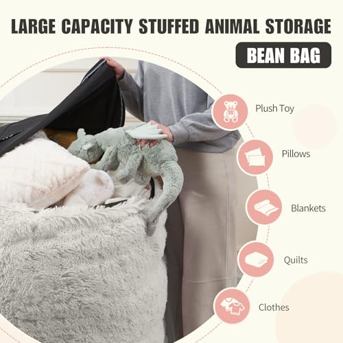 Waterproof Faux Fur 5FT Round Bean Bag Chair Cover with Pocket M6462