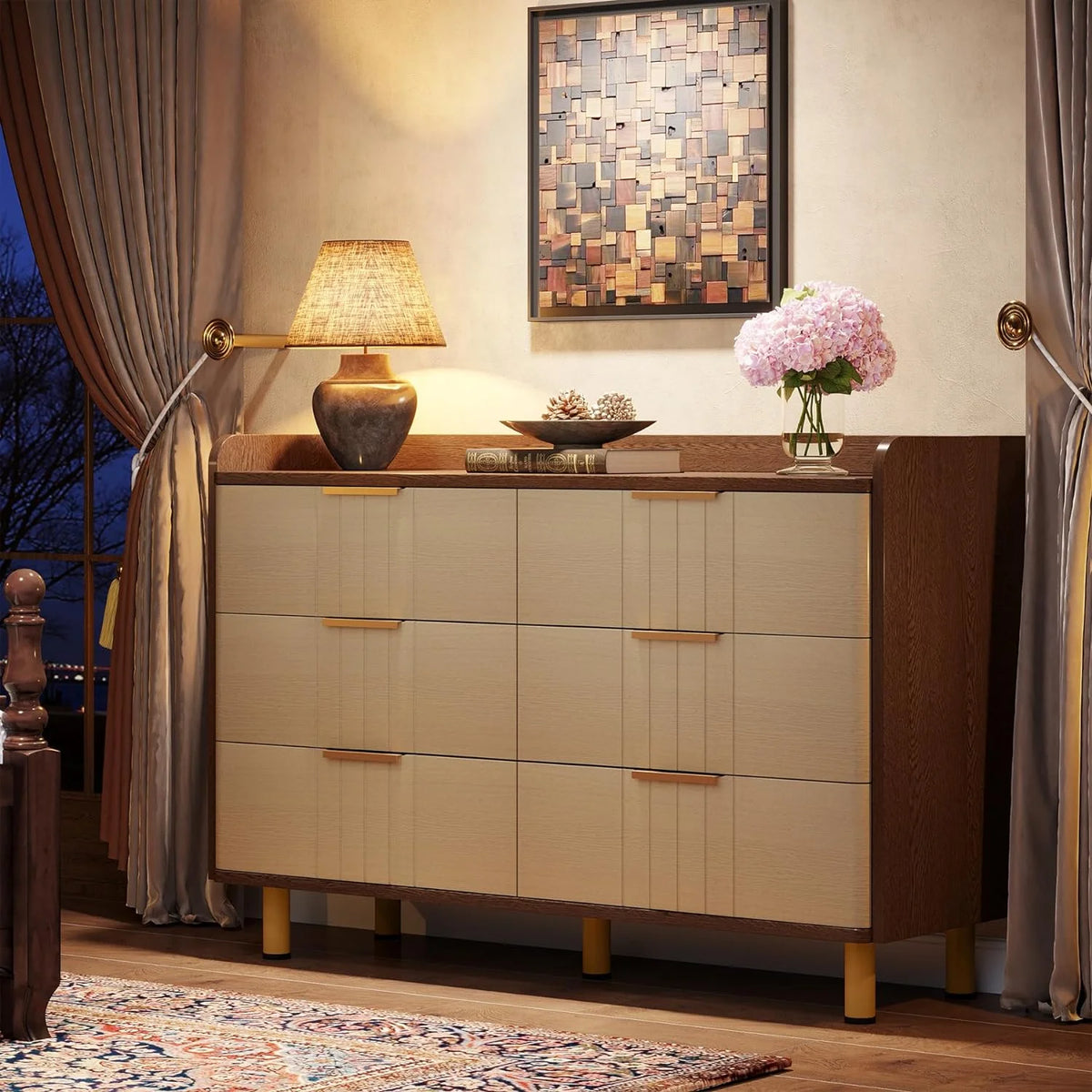 6 Drawer Wood Dresser D623