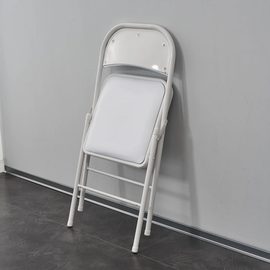 6 Pack Black Folding Chairs Cushioned Padded Seat Metal Frame P496746