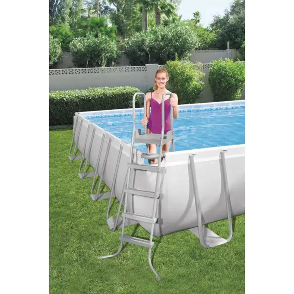 Grey Rectangular Metal Frame Above Ground Pool Set B887543
