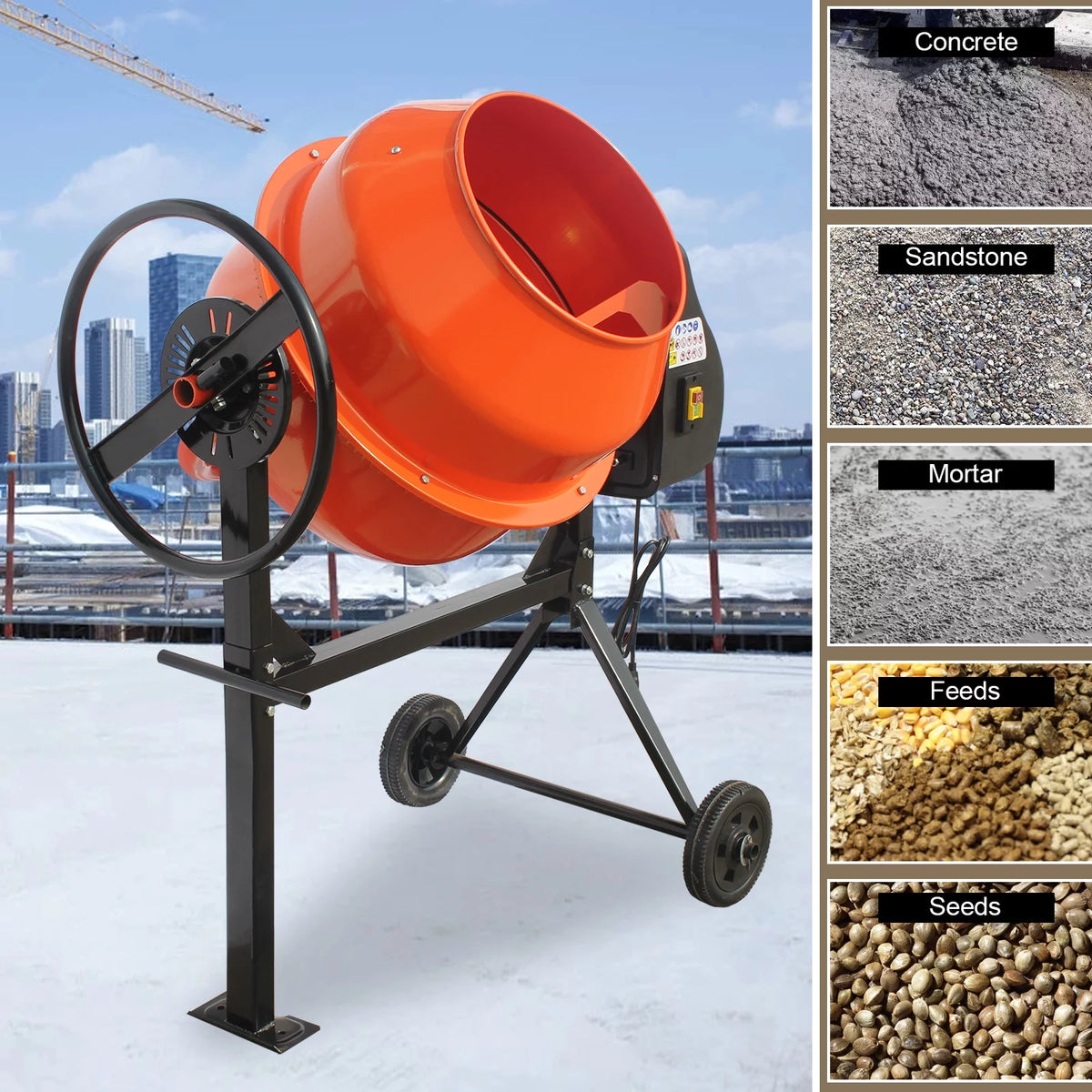 4/5HP Electric Concrete Cement Mixer 5 Cu Ft V43663