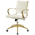 Gold White Faux Vinyl Leather Aluminum Office Chair K9062