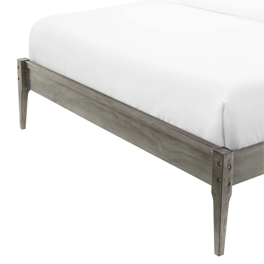 Full Size Grey Wood Platform Bed Frame E2380
