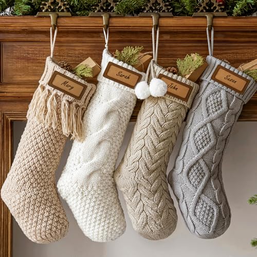 4 Pack 18 Inch Cable Knit Christmas Stockings X791