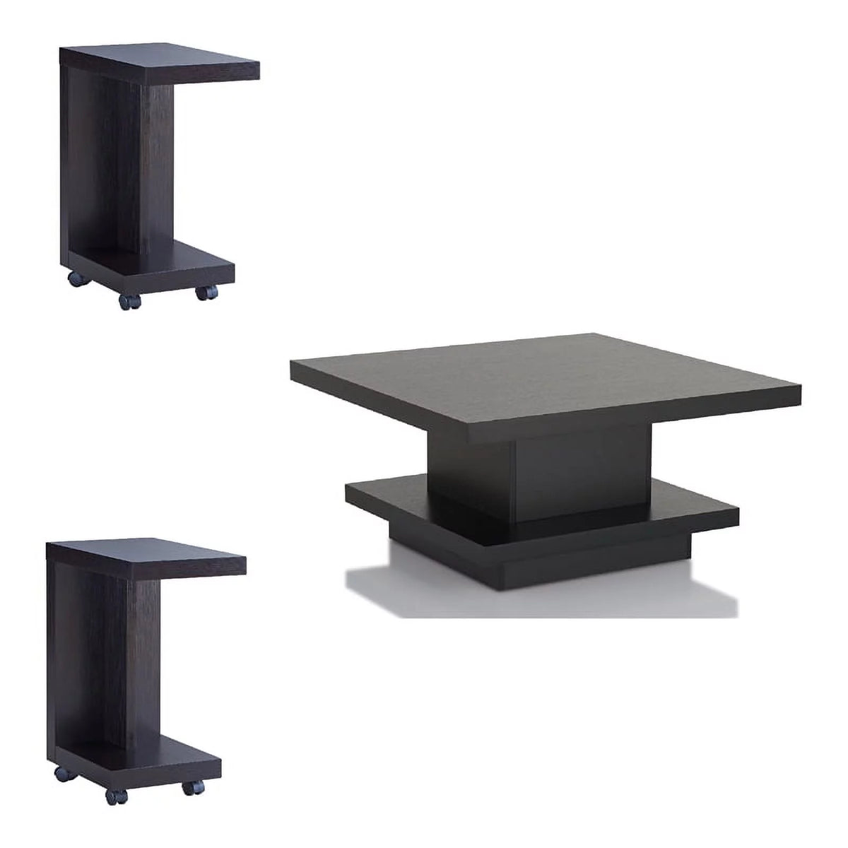 3-Piece Black Wood Coffee Table Set H277
