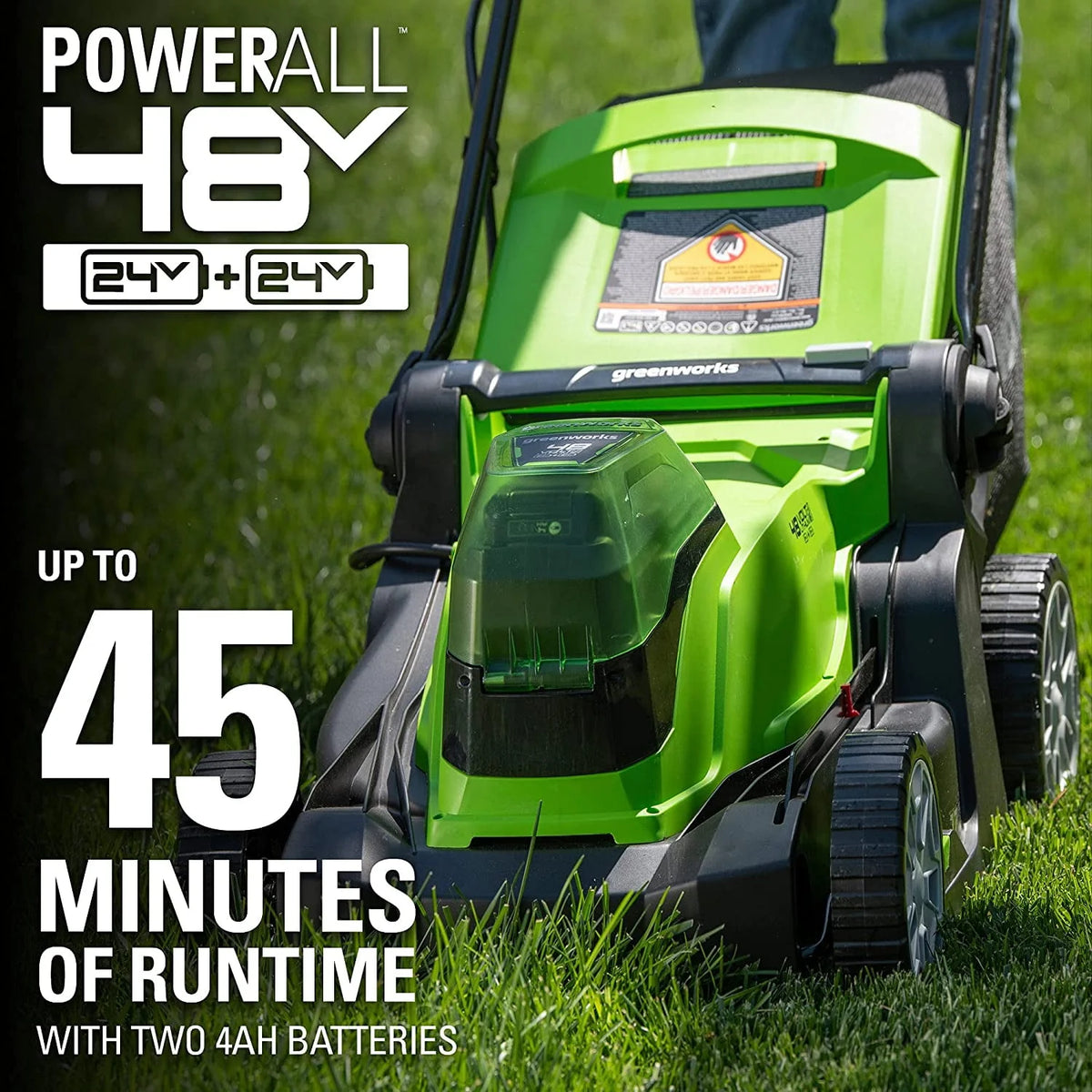 48V 17 Battery-Powered Push Lawn Mower with 2 x 24V 4Ah Batteries H801