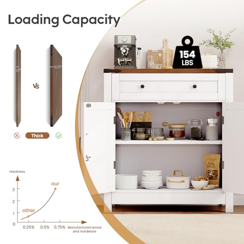 30" White Coffee Bar Station with Drawer and Adjustable Shelf V563018