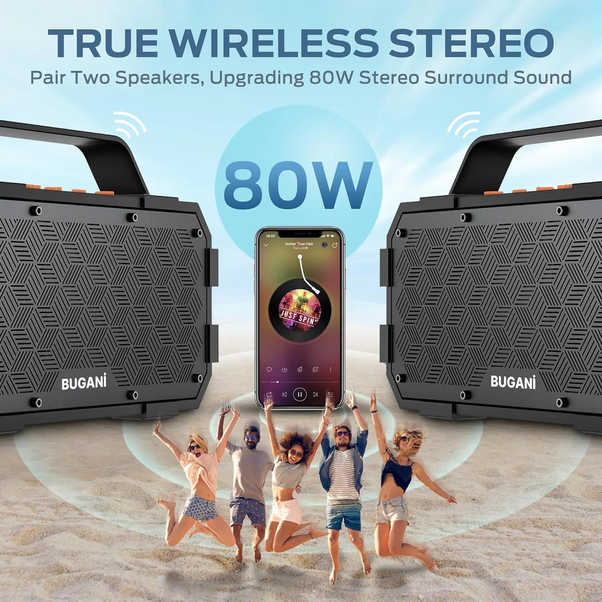 Wireless Portable Bluetooth Speaker 40W IPX6 Waterproof J5868