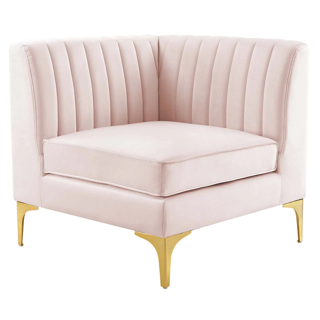 Pink Velvet 6-Piece Sectional Sofa V1312