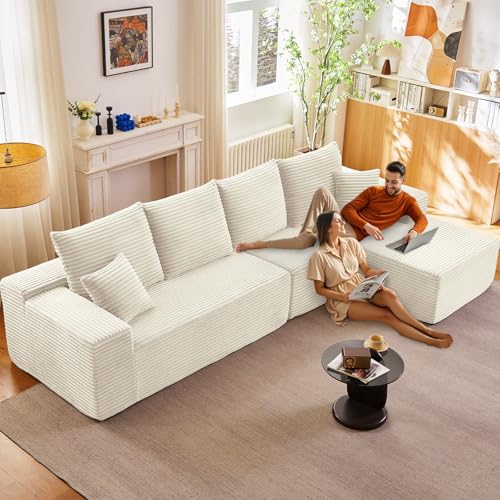 107" Modular Corduroy Sectional Sofa with Chaise X541