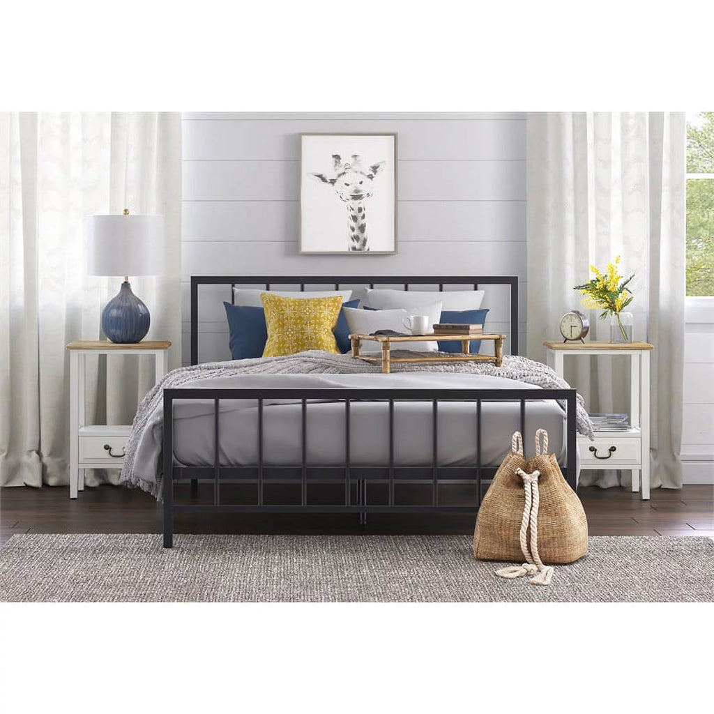 Modern Metal Platform King Bed in Black F9853