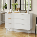 6 Drawer Creamy Wood Dresser with Metal Base J715