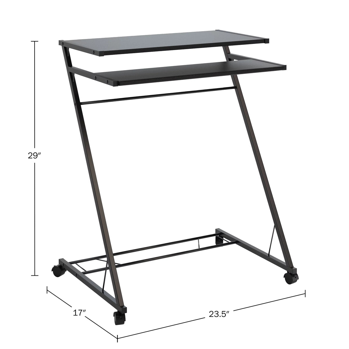 Portable Rolling Laptop Cart with Casters, Black P581