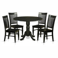 5 Piece Drop Leaf Dining Table Set with Wooden Seat Chairs O618