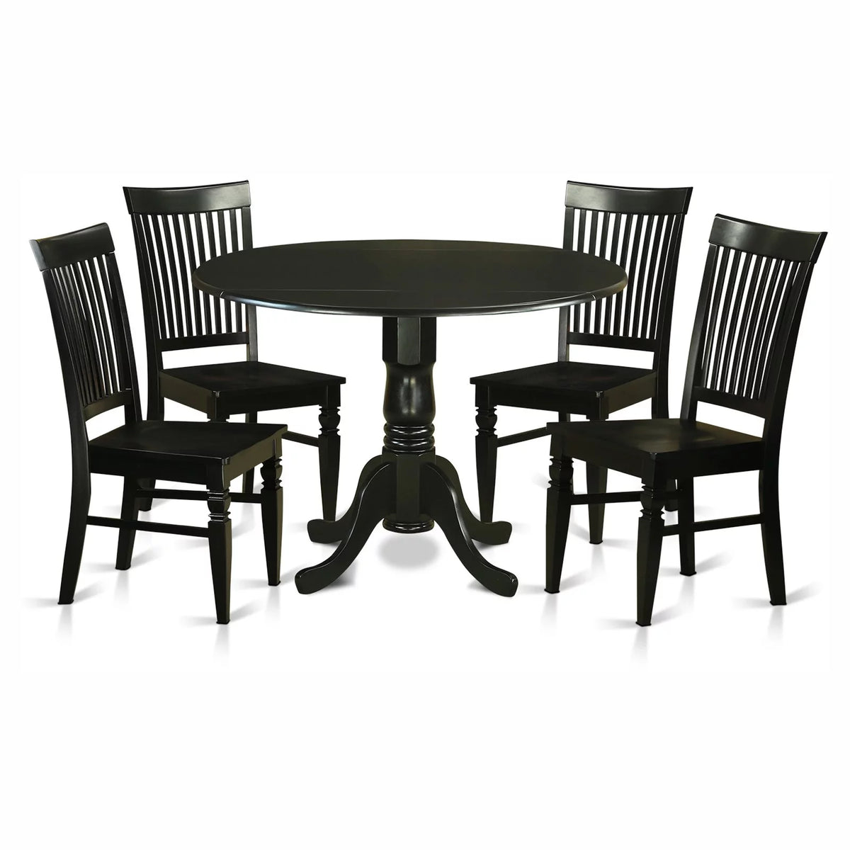 5 Piece Drop Leaf Dining Table Set with Wooden Seat Chairs O618