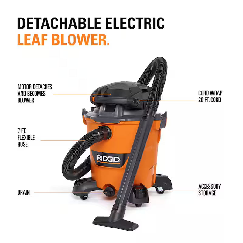 12 Gallon 6.0 Peak HP Wet/Dry Shop Vacuum with Detachable Blower M8882
