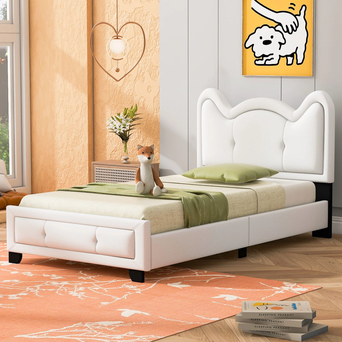 Pink Full Size Upholstered Platform Bed with Headboard X66508