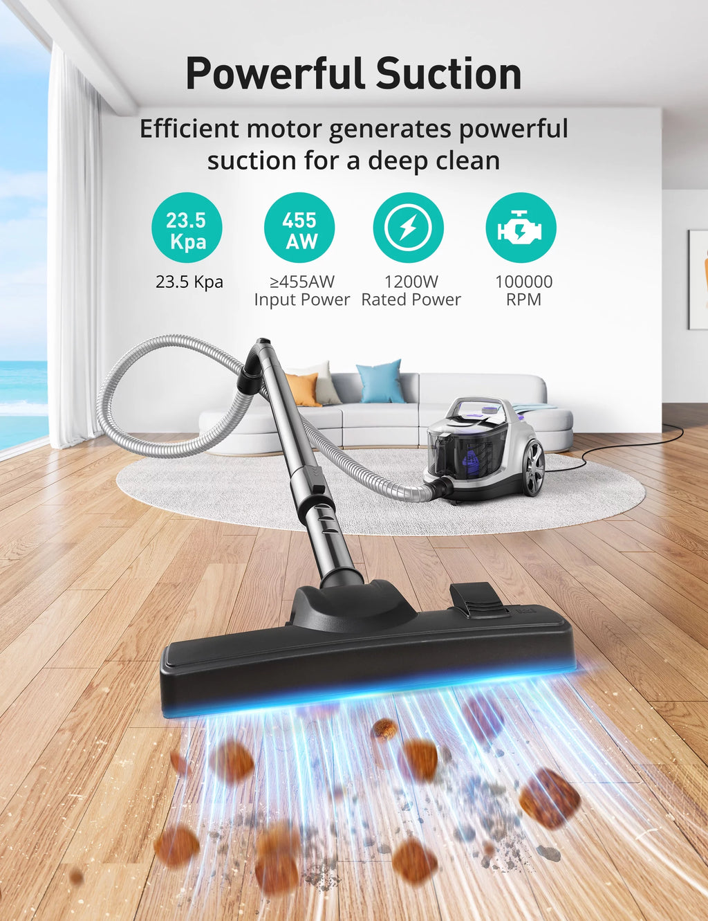 1200W 3.6QT Bagless Canister Vacuum Cleaner V55763
