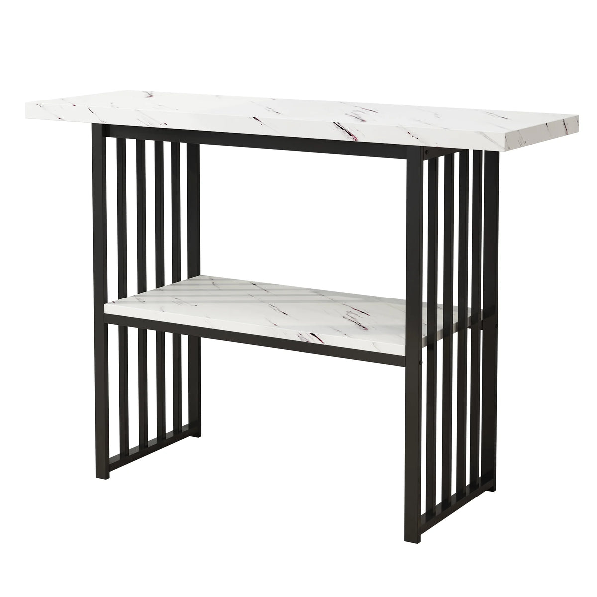 Black & White 42-Inch Console Table with Metal Legs I8388