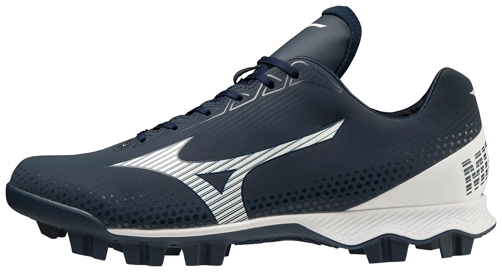 Molded Low Baseball Cleat, Size 10.5, Navy-White J305