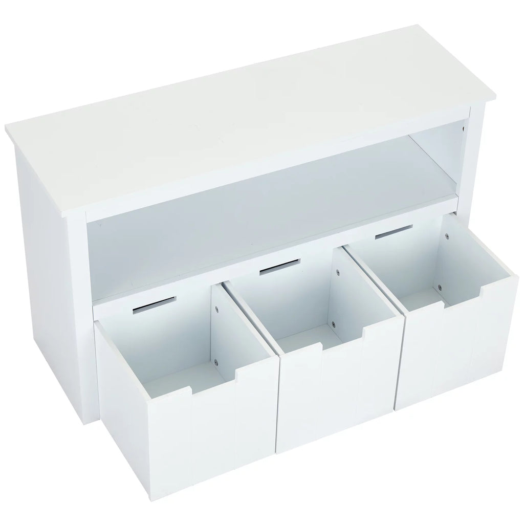 White Storage Cabinet with 3 Rolling Box Cubes and Large Shelf M482709