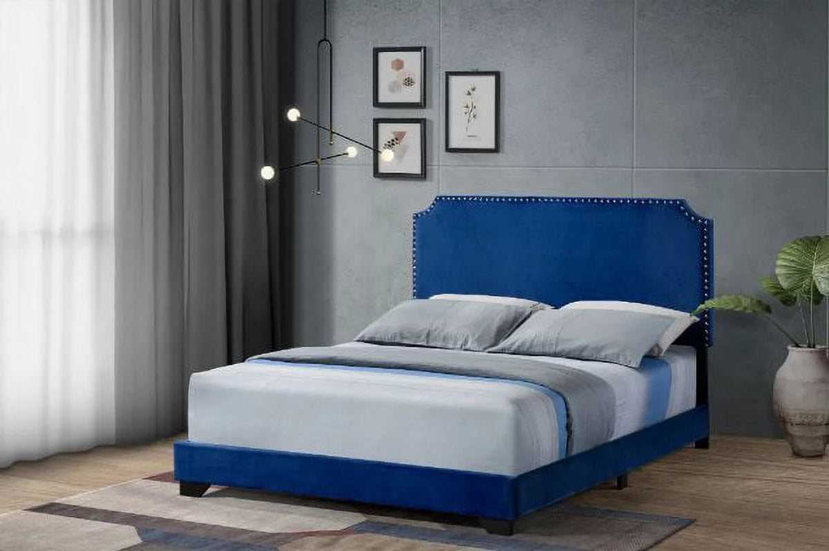 Queen Blue Fabric Bed F912675