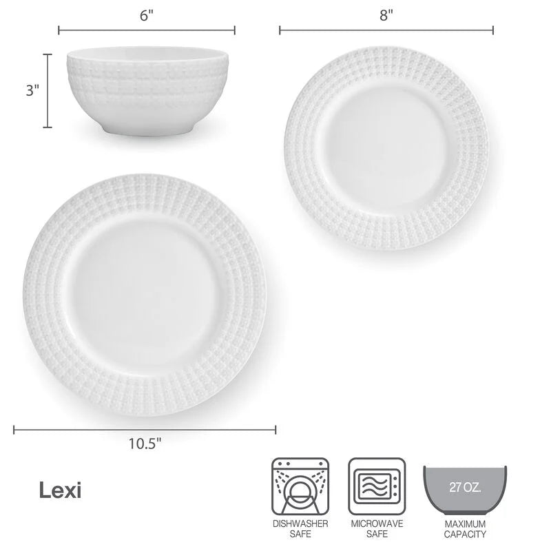 12 Piece White Porcelain Dinnerware Set D310