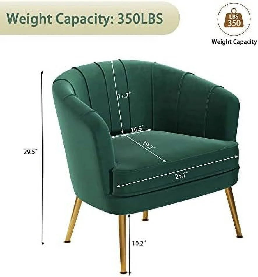Green Velvet Accent Chair with Golden Metal Legs F382895