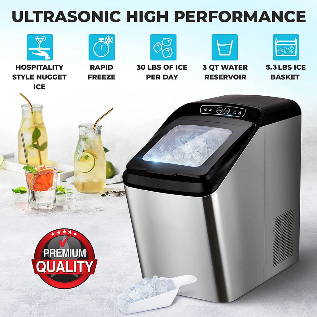 Countertop Stainless Steel Nugget Ice Maker P895