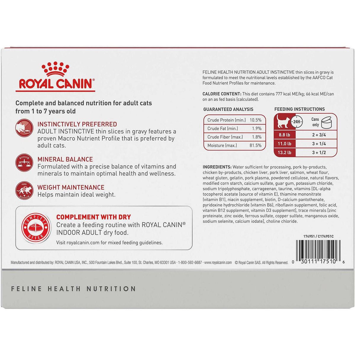 Adult Instinctive Chunks in Gravy Cat Food Pouch S262381