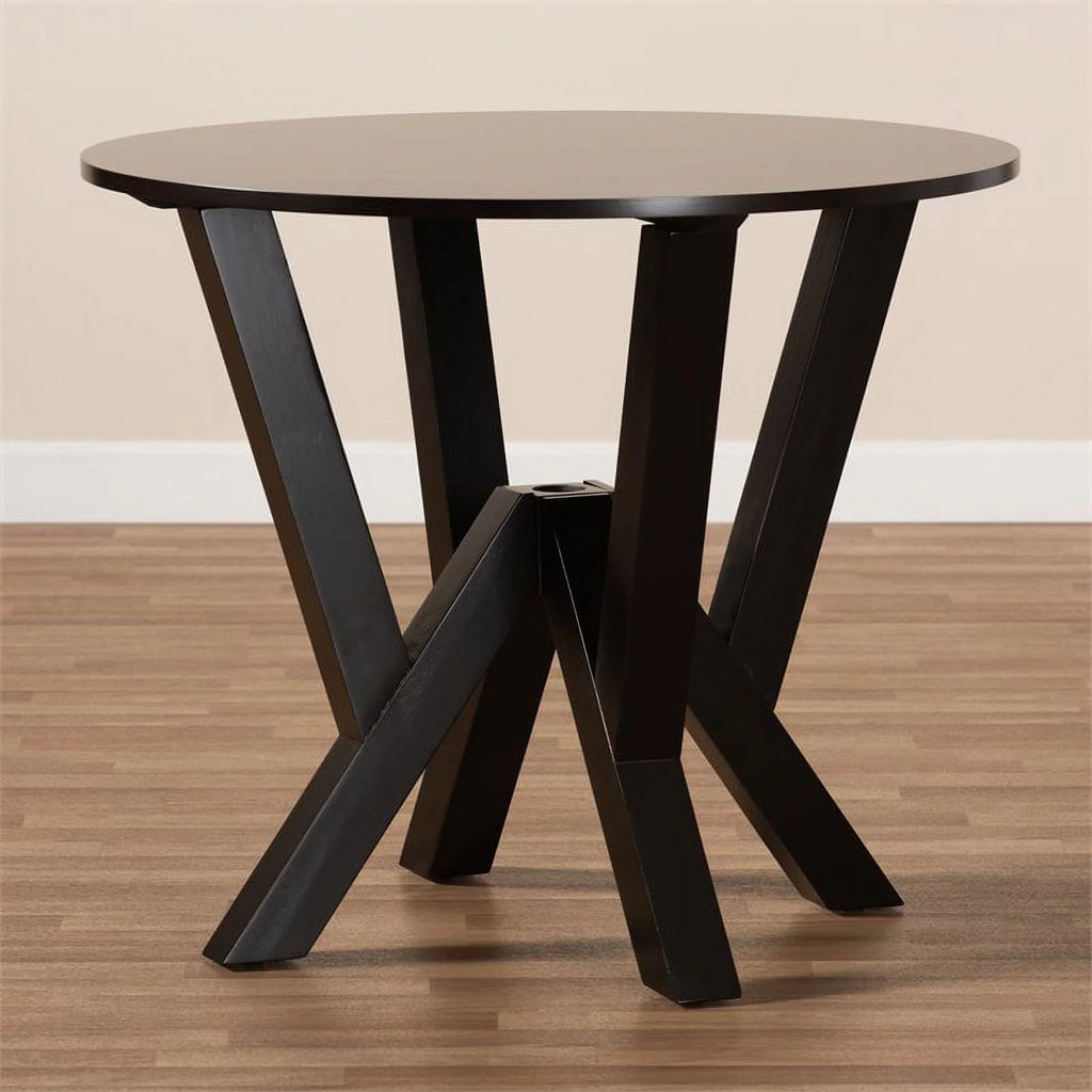 Dark Brown Round Wood Dining Table U49823