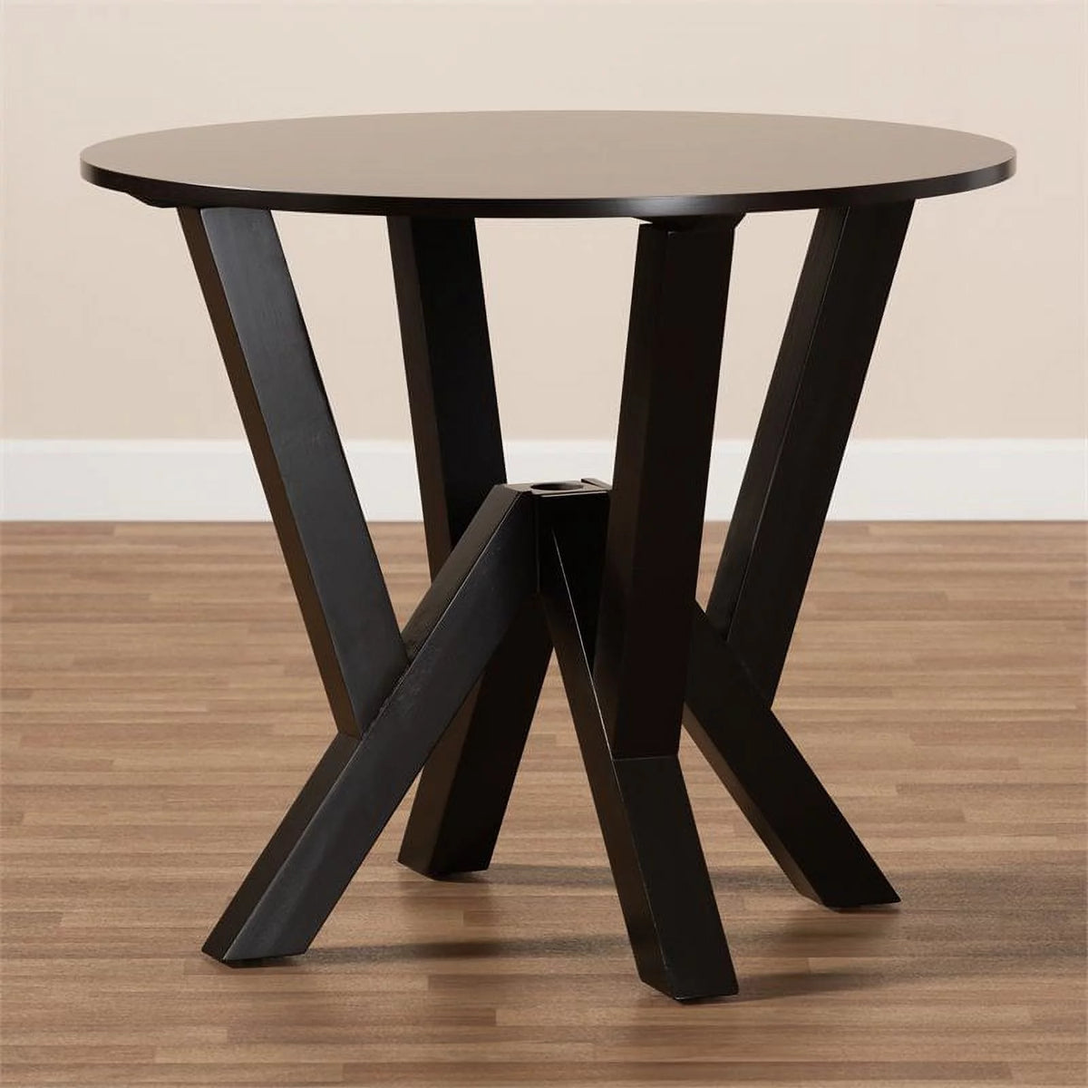 Dark Brown Round Wood Dining Table U49823
