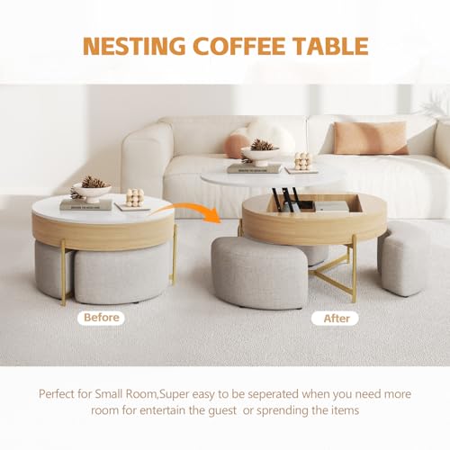 3 in 1 Lift Top Nesting Coffee Table with Storage N163