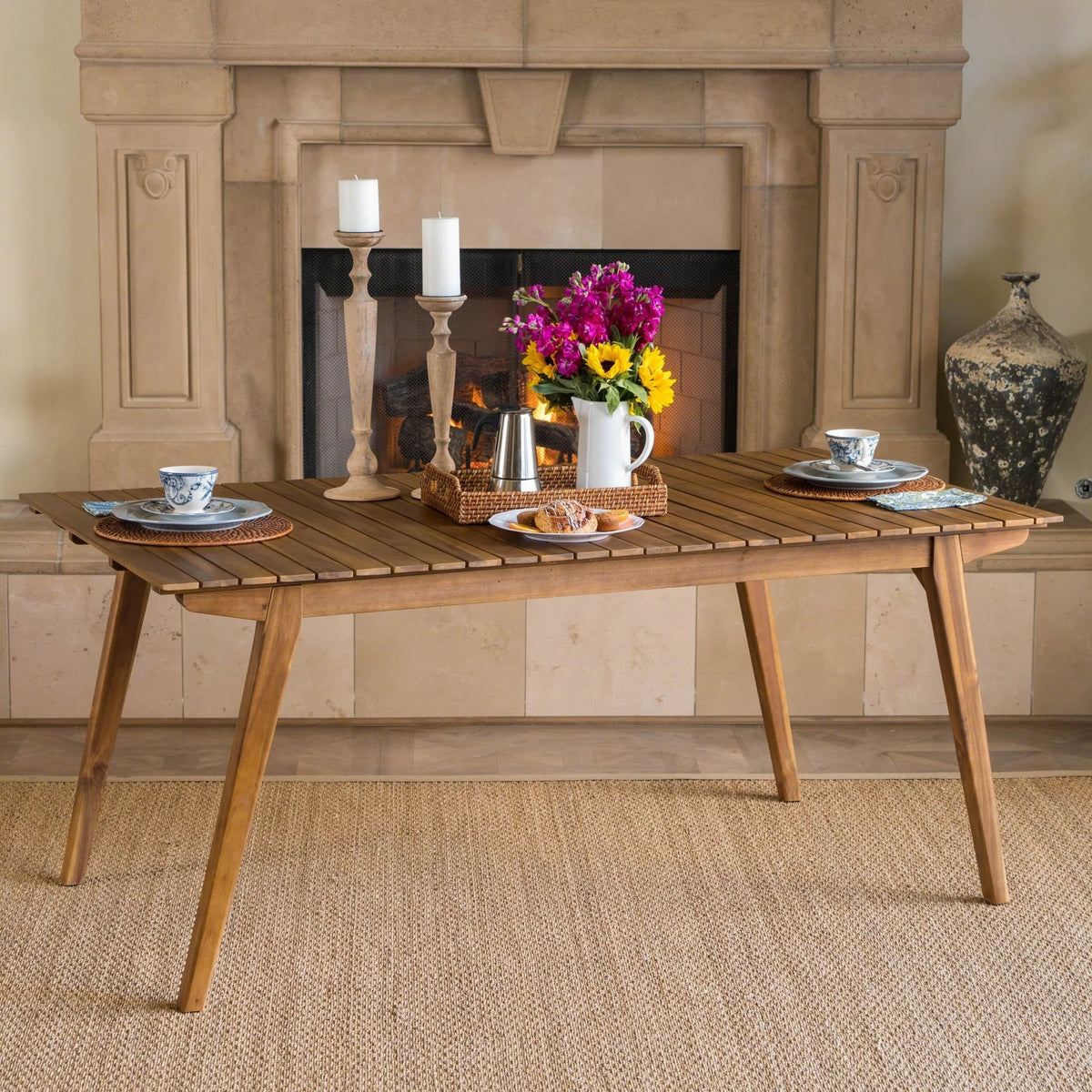 Brown Wood Dining Table E146