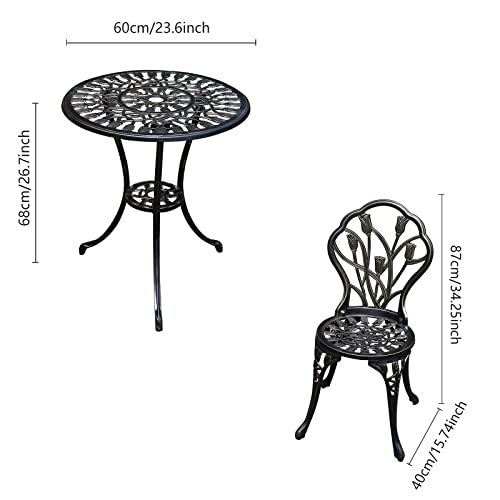 Rust-Resistant Cast Aluminum Bistro Table Set with Umbrella Hole M176