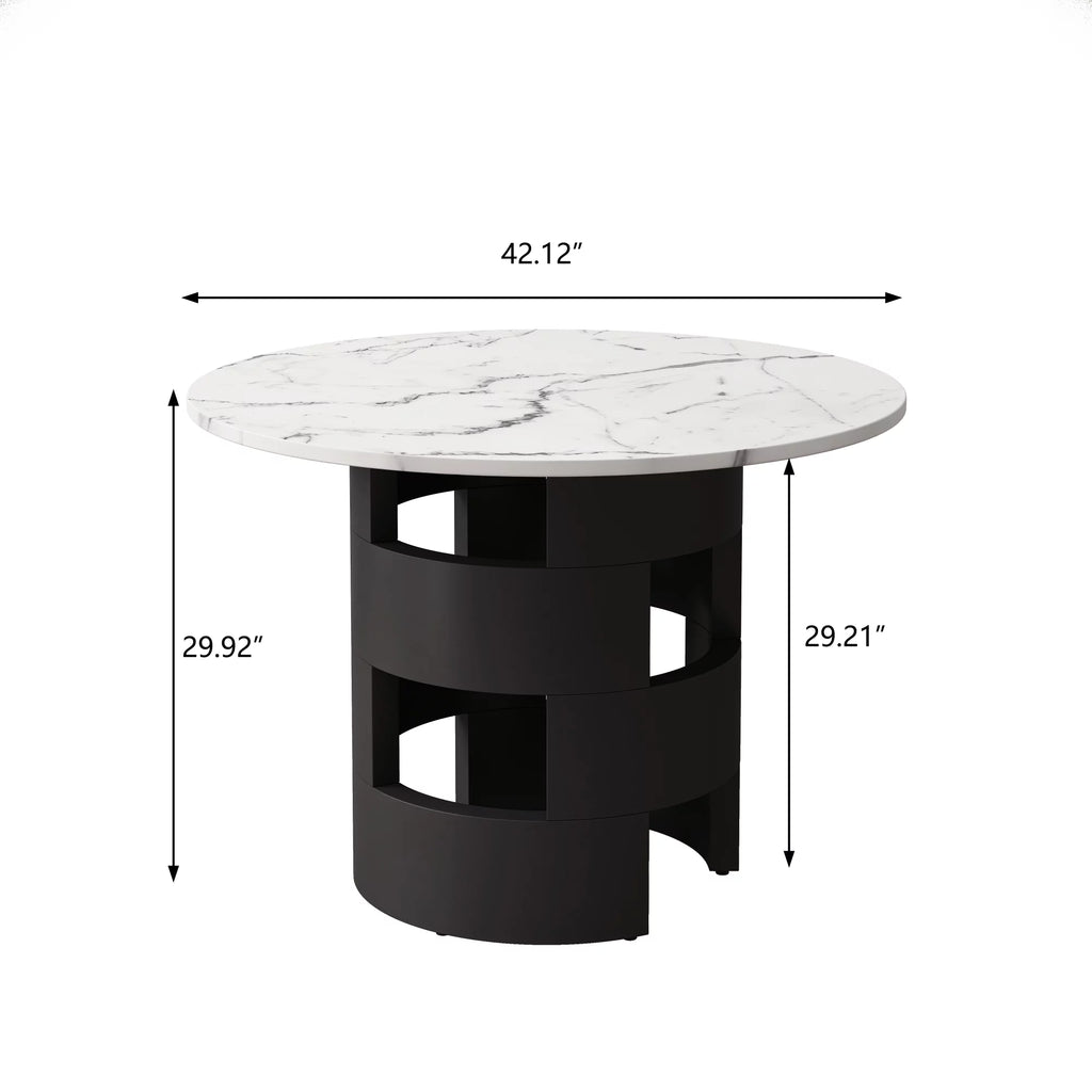 42.12" Round Dining Table with Printed Black Marble Top G985