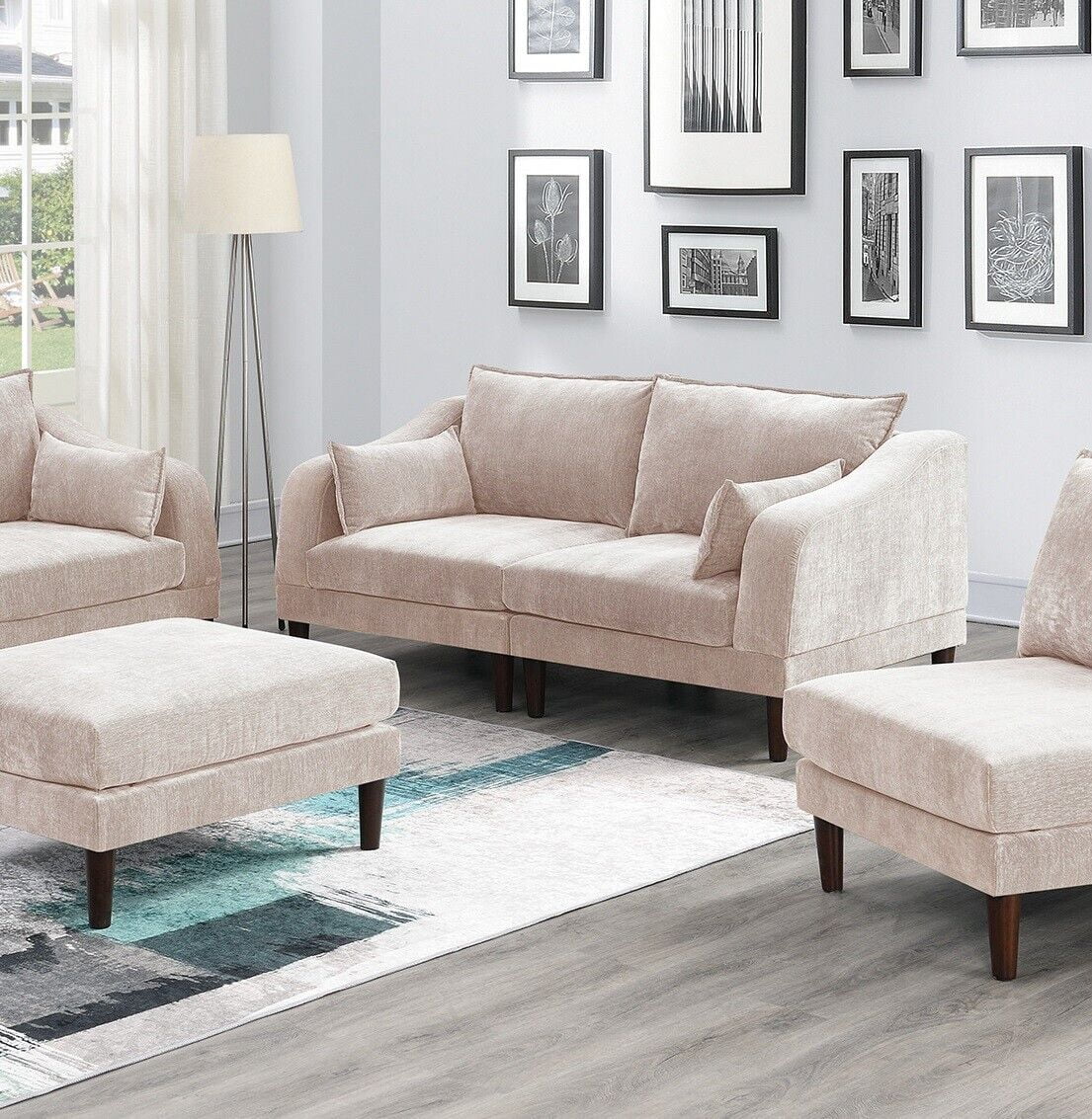 7pc Modular Sofa Set with Corner Wedge Armless Chair and Ottoman C2325