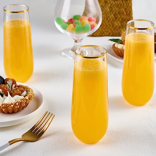 24 Pack 9 Oz Gold Rim Shatterproof Champagne Flutes Q1281